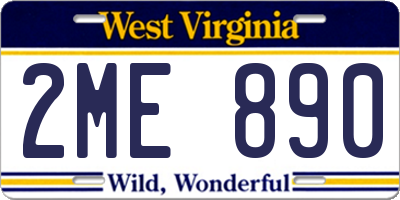 WV license plate 2ME890