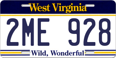 WV license plate 2ME928