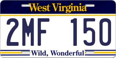 WV license plate 2MF150