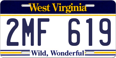 WV license plate 2MF619