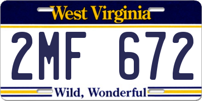 WV license plate 2MF672