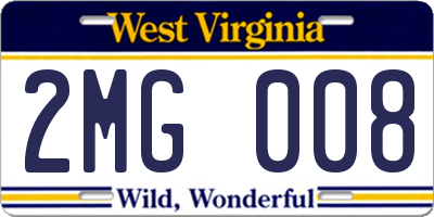 WV license plate 2MG008