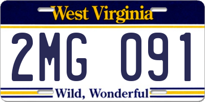 WV license plate 2MG091