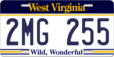 WV license plate 2MG255