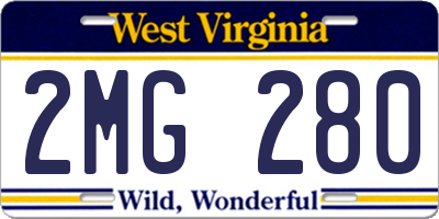 WV license plate 2MG280