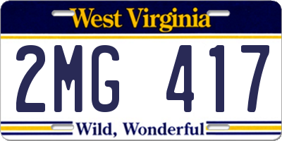 WV license plate 2MG417