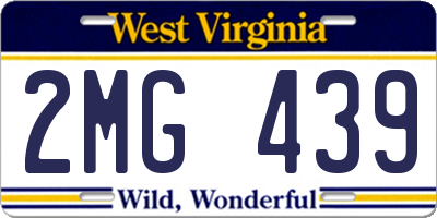 WV license plate 2MG439