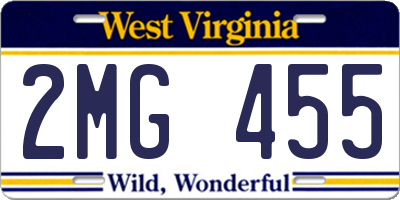 WV license plate 2MG455