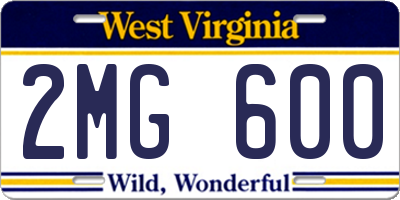 WV license plate 2MG600