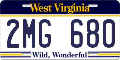 WV license plate 2MG680
