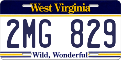 WV license plate 2MG829