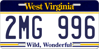 WV license plate 2MG996