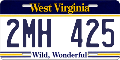 WV license plate 2MH425