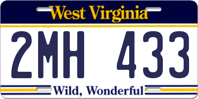 WV license plate 2MH433