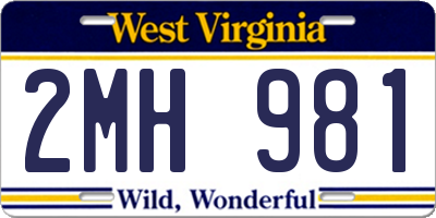 WV license plate 2MH981