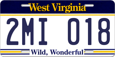 WV license plate 2MI018