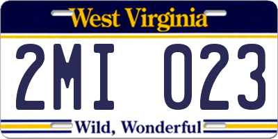 WV license plate 2MI023