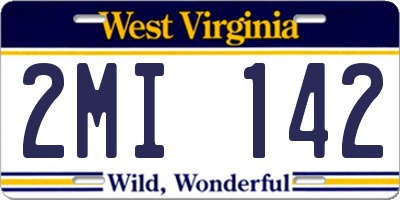 WV license plate 2MI142