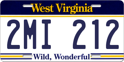 WV license plate 2MI212