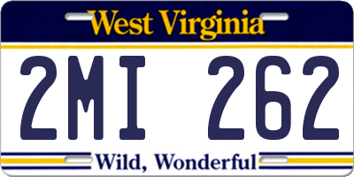 WV license plate 2MI262