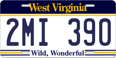 WV license plate 2MI390