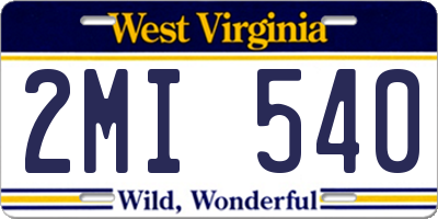 WV license plate 2MI540