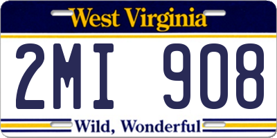 WV license plate 2MI908