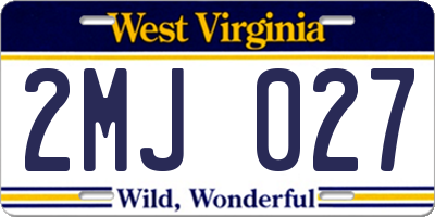 WV license plate 2MJ027
