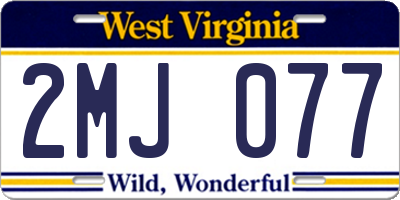 WV license plate 2MJ077