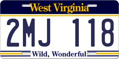 WV license plate 2MJ118