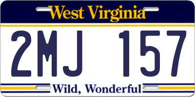WV license plate 2MJ157