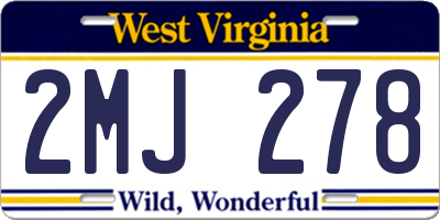 WV license plate 2MJ278