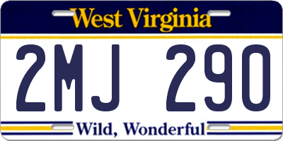 WV license plate 2MJ290