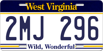WV license plate 2MJ296