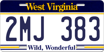 WV license plate 2MJ383