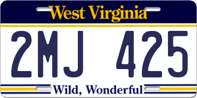 WV license plate 2MJ425