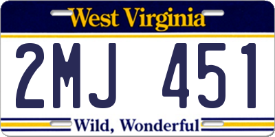 WV license plate 2MJ451