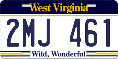 WV license plate 2MJ461