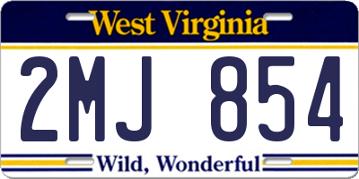 WV license plate 2MJ854