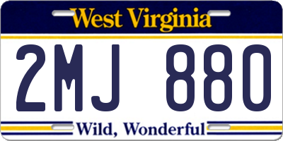 WV license plate 2MJ880