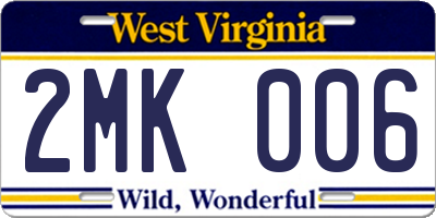 WV license plate 2MK006