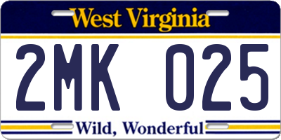 WV license plate 2MK025