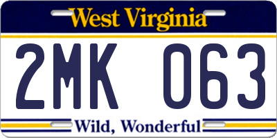 WV license plate 2MK063