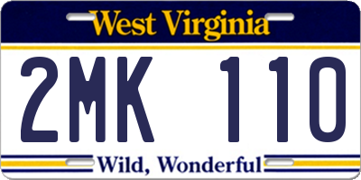 WV license plate 2MK110