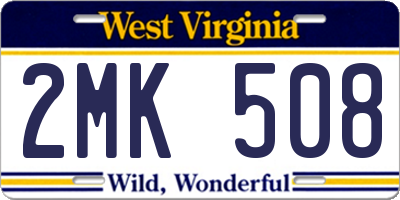 WV license plate 2MK508