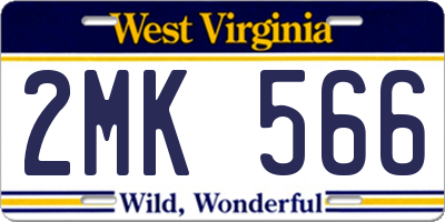 WV license plate 2MK566