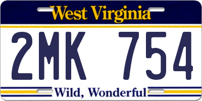 WV license plate 2MK754