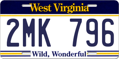 WV license plate 2MK796