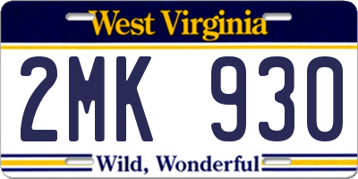 WV license plate 2MK930