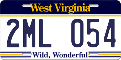 WV license plate 2ML054